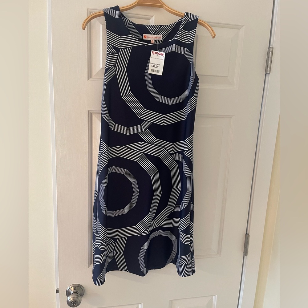 NWT Jude Connally Navy Geometric Pattern Dress